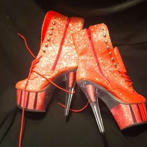 Size 10 hot pink glitter Pleaser boots
